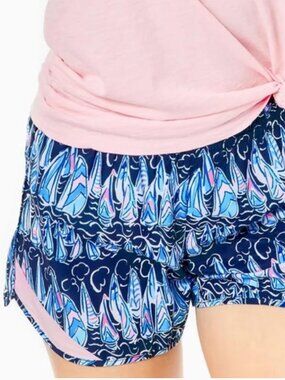 Lilly Pulitzer Luxletic Ocean Trail Shorts Low Tide Navy Sails Sz XL